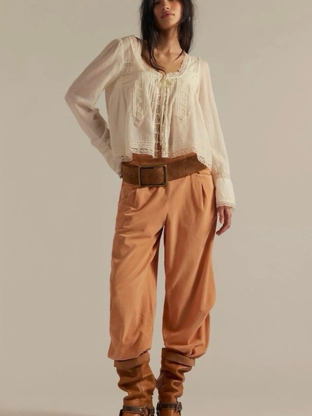 NWT XL Free People Peach Pansy pants - Picture 2 of 3